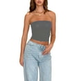 thumbnail image 4 of Yunliwuli Women Tube Top, Strapless Backless Solid Slim Fit Summer Ladies Vest for Club Party, 4 of 8