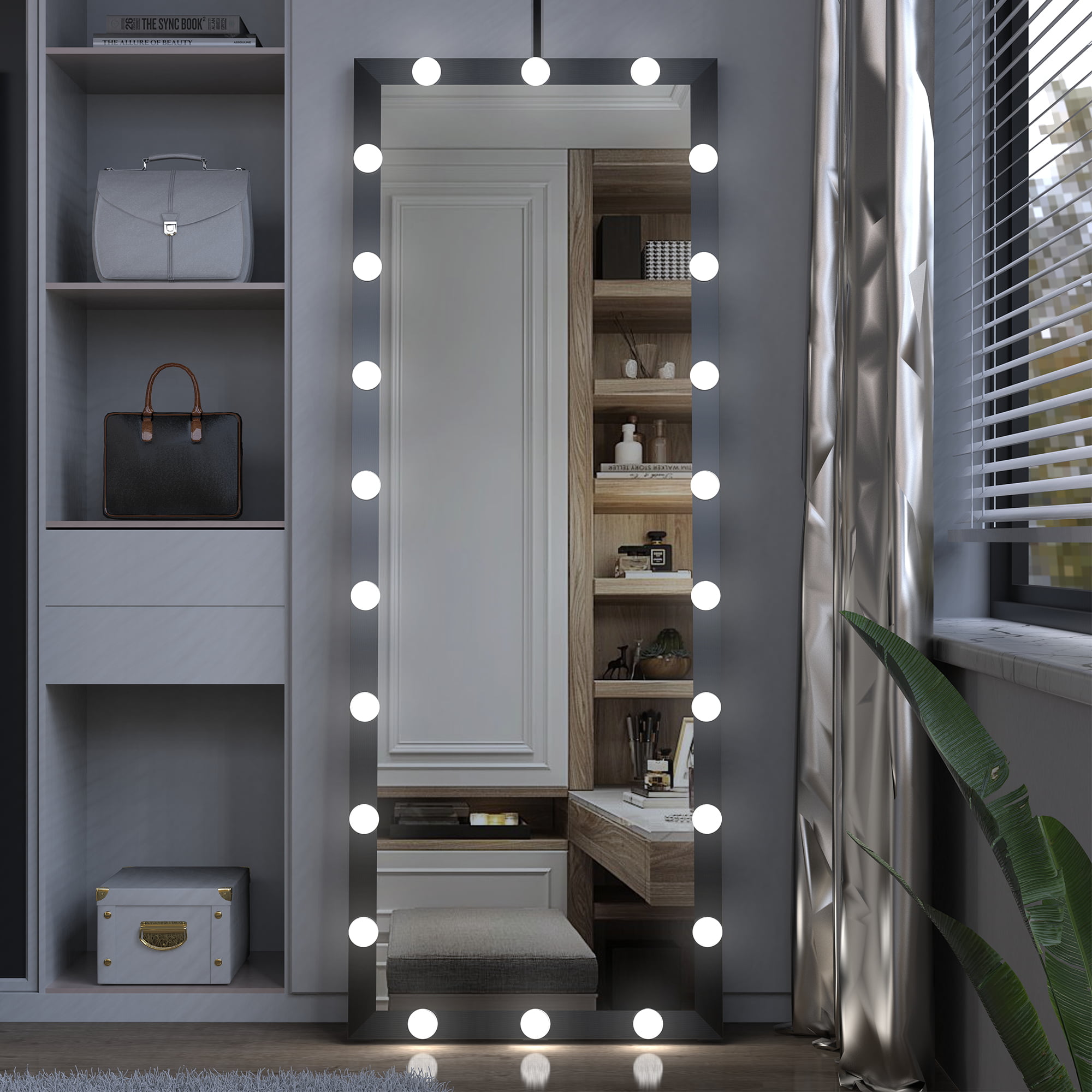 Sesslife Full Length Mirror with Stand, 63 x 20 Round Corner Standing  Mirror with Aluminum Frame, Floor Mirror Full Length for Bedroom Living  Room