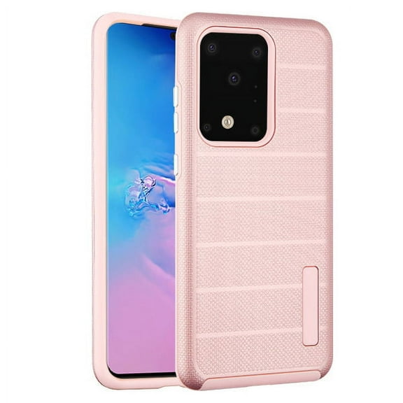 Samsung Galaxy S20 ULTRA (6.9") Phone Case Drop-Protection Hybrid Impact Heavy Duty Dual Layers Body Protective Textured Anti Slip Armor Rubber Rugged TPU Cover ROSE GOLD for Samsung Galaxy S20 Ultra