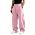 thumbnail image 2 of Men's Baggy Sweatpants Wide Leg Lounge Sweat Pants with Pockets Drawstring Waist Solid Color Jogging Pants S, 2 of 7