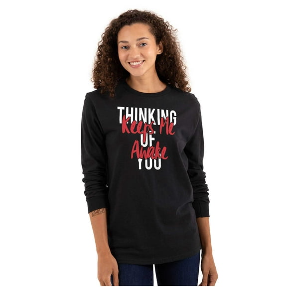 Thinking of You Keep Me Awake Romance Women Plus Size Long Sleeve Graphic Tee Brisco Brands 2X