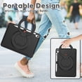 thumbnail image 3 of Kids Friendly Hybrid Case for iPad 10th Gen 10.9 Inch 2022, Rugged Case with Rotating Ring Stand Pencil Holder Heavy Duty Protection Slim Fit Silicone PC Case for iPad 10th Gen, Black, 3 of 12