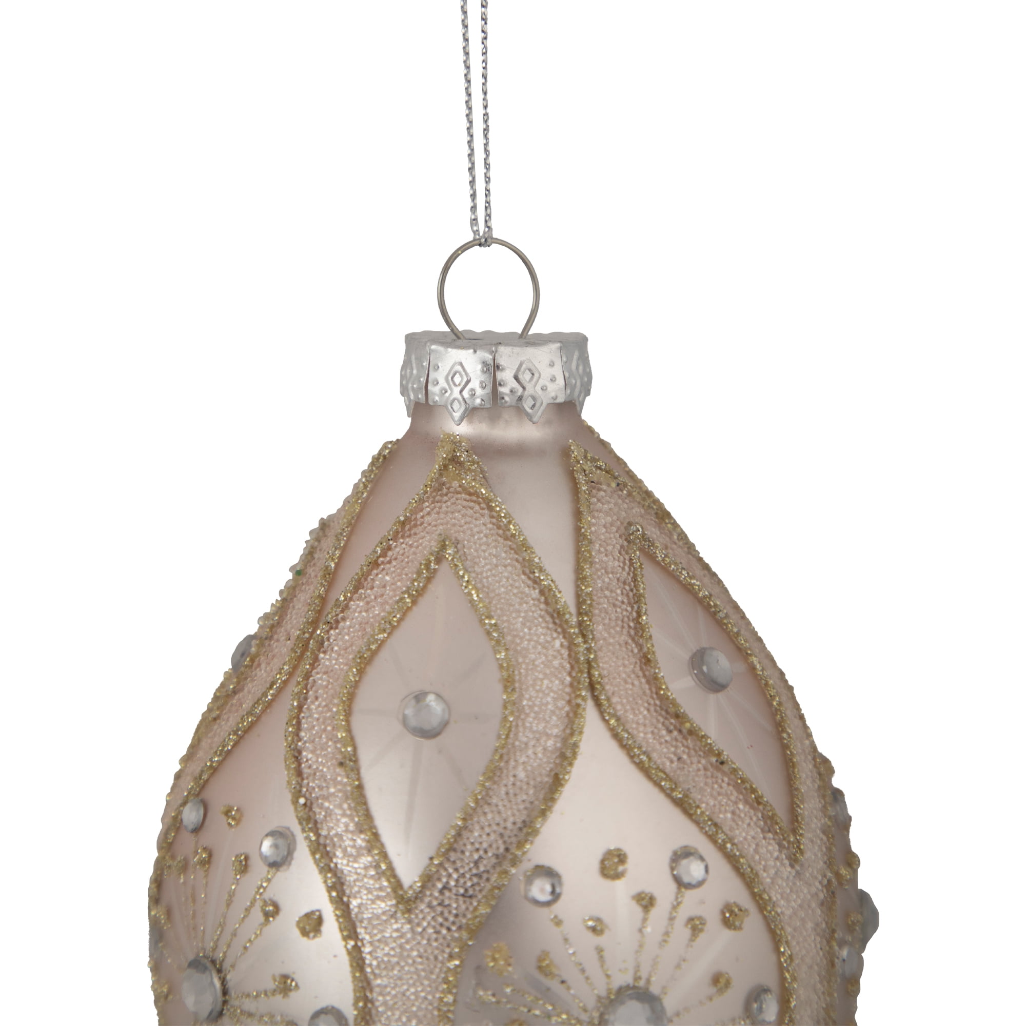 4" Rose Gold Retro Ombre Glass Finial Christmas Ornament (100mm)