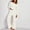 White, variant on XWSHYW Women's Pajama Sets Fashion Solid Color Comfortable Sleepwear with Pants Summer Crew Neck Long Sleeve Pajamas
