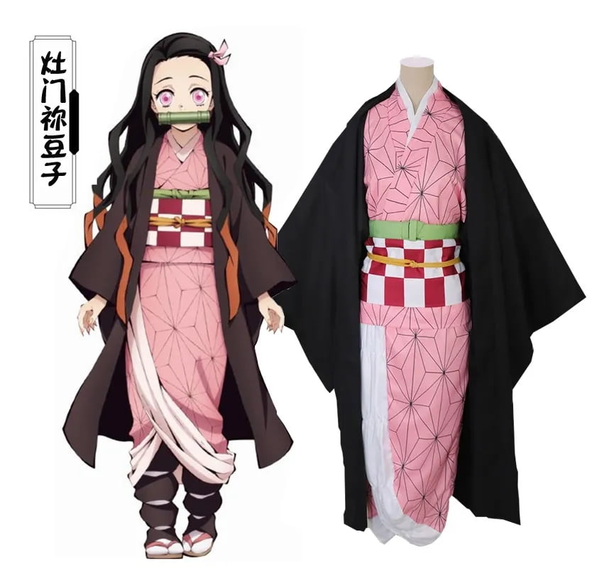 Demon Slayer Kimetsu no Yaiba Cosplay Costume Kamado Nezuko Kimono Suit Set 