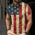 thumbnail image 2 of Men's Patriotic Polo Shirt Button Down Blouse Independence Day Tops USA Flag Printed Short Sleeve Blouses Collared Top Dressy Casual Tshirt Anti-Wrinkle&nbsp;Travel&nbsp;Polo&nbsp;Shirts, 2 of 5