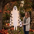 thumbnail image 4 of Halloween Outdoor Hanging Decorations with Remote-Controlled Led Ghost Swing, Scary Halloween Decorations Outdoor for Yard Porch, Spooky Ghost Decor with Black Maple Leaves for, 4 of 8