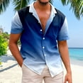 thumbnail image 2 of Shirts for Men Gradient Hawaii Stylish Short Sleeve Button Down Lapel Blouses Holiday Seaside Casual Loose Summer Tops Dark Blue XXL, 2 of 4