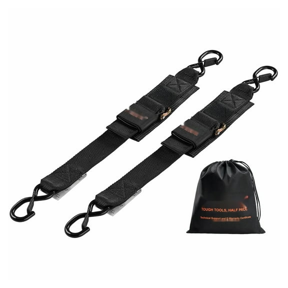 Ratchet Straps 2-Pack, 2in x 2ft Tie Down Straps for Boats - Heavy Duty 500lbs Capacity with S-Hooks - Retractable Adjustable Cargo Straps