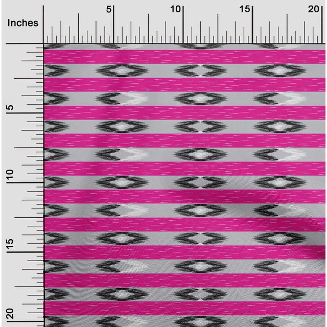 oneOone Tissu Polyester Lycra Rayé Ikat Imprimé au Mètre 56 Pouces de Large