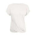 thumbnail image 5 of TSADFHJI T-Shirt Graphique pour Femmes, Couleur Unie, Nœud, Manches Courtes, Blanc, 5 of 5
