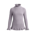 thumbnail image 5 of BLVB Girls Turtleneck Sweaters Pullover Toddler Baby Kids Ribbed Knit Ruffle Long Sleeve Jumper Tops Fall Winter Clothes(Gray,7-8Years), 5 of 8