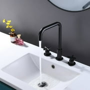 Rbrohant 2 Handle 8 Inch Matte Black Widespread Bathroom Sink Faucet for Bathroom