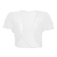 thumbnail image 4 of Fozruso Women Fashion Solid Short Sleeve Cropped Bolero Open Front Chiffon Cardigan, 4 of 5