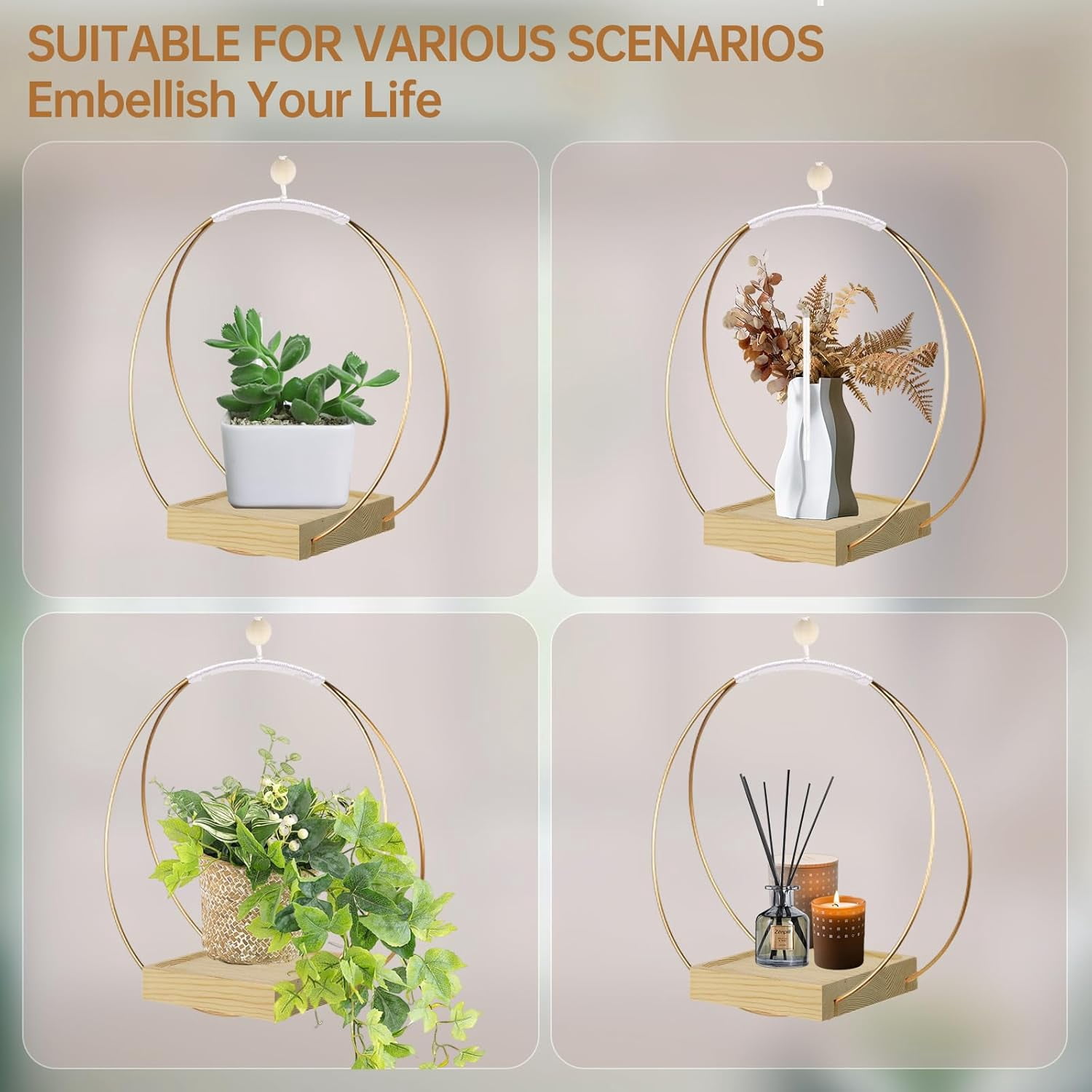 Hanging Planters for Indoor Plants - Plant Hanger Outdoor, Metal Plant Hanger Mid Century  Macrame, Hanging Wall Ceiling Window, Gift for Mom, Plant Lovers, Housewarming