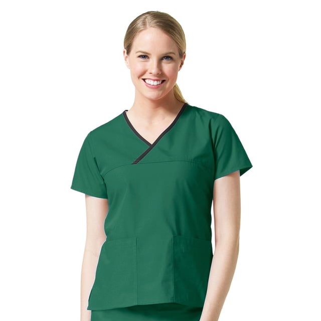 Maevn Womens Core Contrast Mock Wrap TopHunter, X-Small