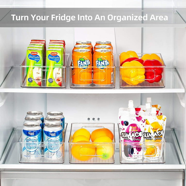 HOOJO Refrigerator Organizer Bins - 8pcs Clear Plastic Bins For Fridge,  Freezer, Kitchen Cabinet, Pantry Organization, BPA Free Fridge Organizer,  12.5 Long, Clear: Home & Kitchen 