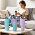thumbnail image 6 of AQUAPHILE Insulated Tumbler with Leak-proof Lid, 40 oz Insulated Stainless Steel Coffee Mug with Handle, Travel Coffee Mug，Light Blue, 6 of 8