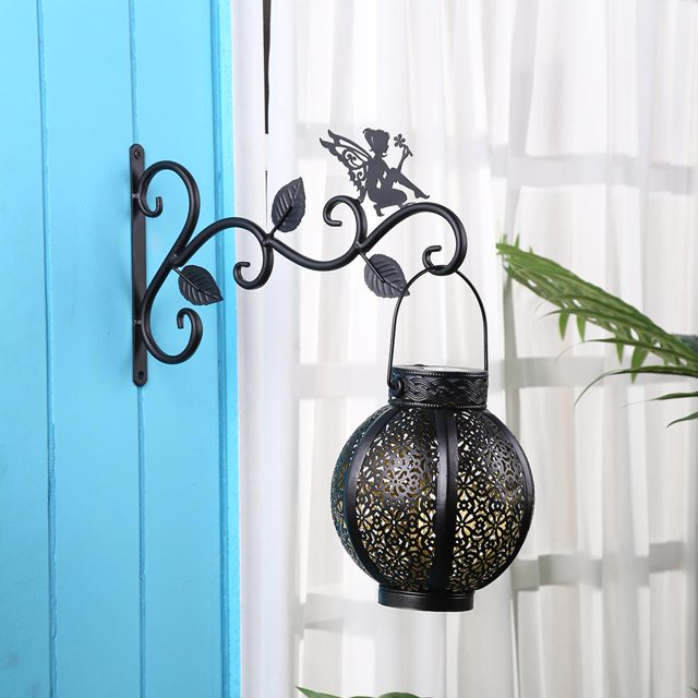 Cesta de flores colgante de hierro forjado Soporte decorativo para colgar (Hada de las flores)