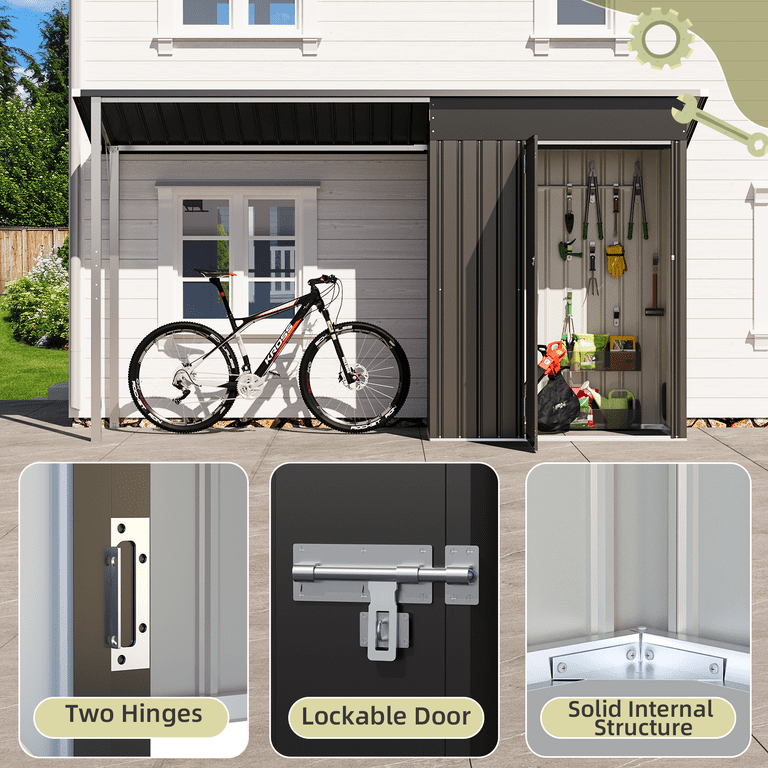 YODOLLA Outdoor Open-Sided Storage Shed, 3'x5' Shed with 15 Sq. Ft