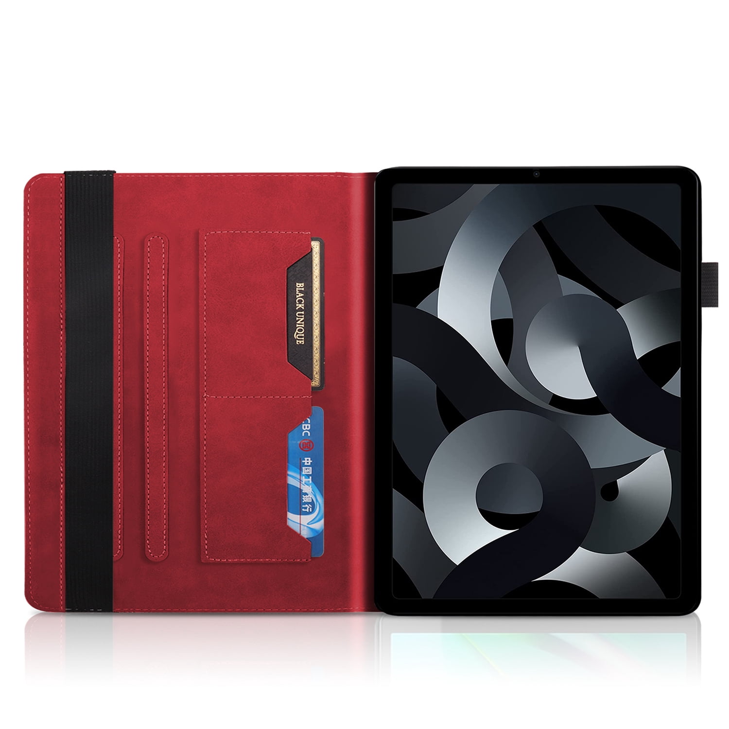 Allytechgroup Elegant iPad Air 11 Inch Case Cover 2024, Lift Tree Pattern Embossed and Shockproof Tablet Case with Pencil Holder Multi Angle Viewing Stand Flip Cover for Apple iPad Air 11,Red