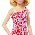 thumbnail image 3 of Barbie Fashionistas Doll #205 with Blond Ponytail, Wearing Pink and Red Floral Dress, Platform Sandals and Hoop Earrings Barbie -, 3 of 3