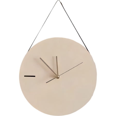 Jiibva 12'' Frameless Wooden Hanging Rope Wall Clock With Silent Quartz Movement Home Living Room Clock Decoration Suitable for Bedroom Study Room