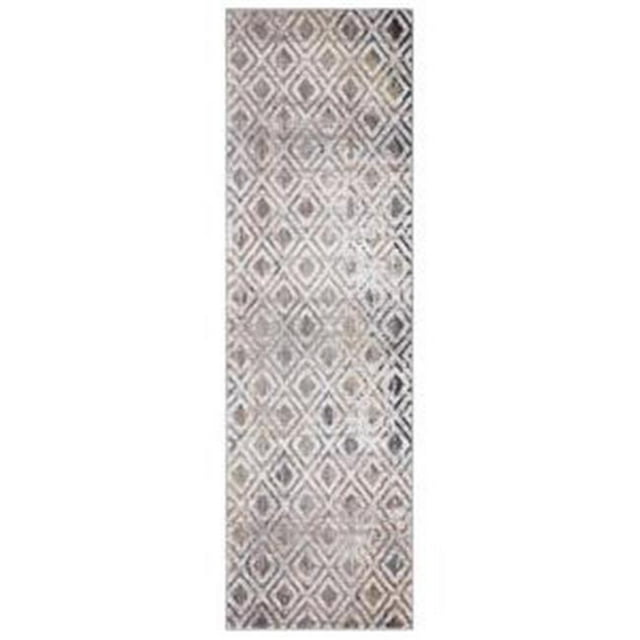 2 x 7 ft. Vintage Diamonds Geometric Runner Rug, Beige