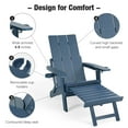 thumbnail image 3 of Poly Lumber Outdoor Adjustable Back Adirondack Chair with Ottoman Cup Holders and Cushion, Navy Blue, 3 of 11