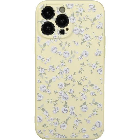 Compatible with iPhone 13 Pro Max Case,Cute Vintage Floral Rose Pattern Design and Oil Flower Aesthetic for Women Girls Fashion Slim Fit Soft Case for iPhone 13 Pro Max -White