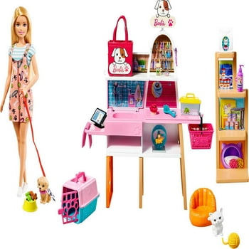 Barbie Doll and Pet Boutique Playset with 4 Pets, 20+ Themed Accessories and Color Change