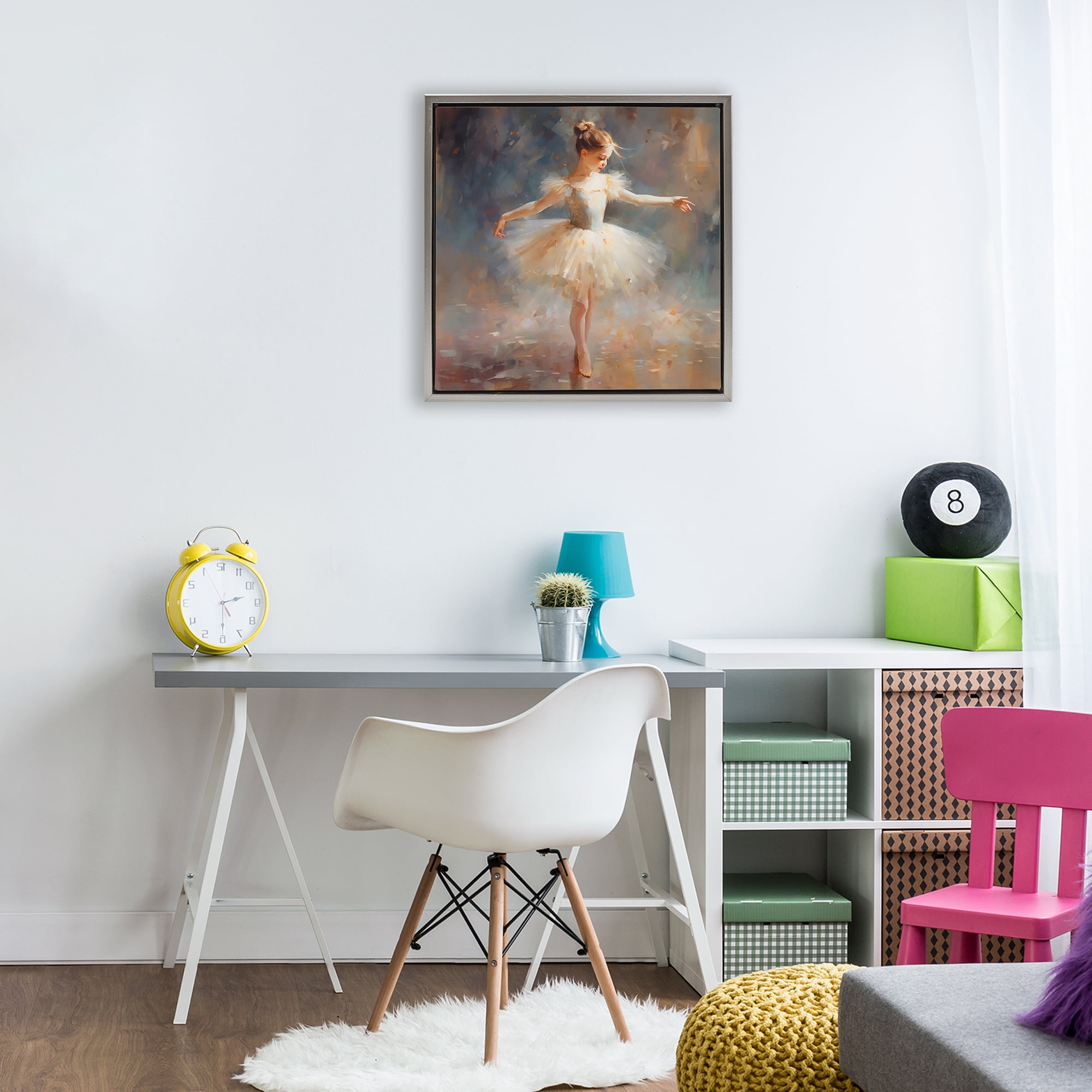 Stupell Industries Ballerina In White Tutu Gray Framed Floater Canvas Wall Art, design by Creative Studio
