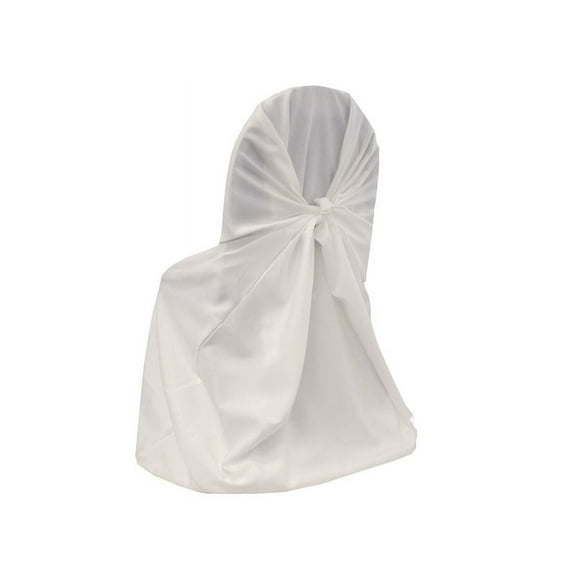 BalsaCircle White Universal Polyester Chair Self Tie Cover Party Wedding Dining Catering Decorations