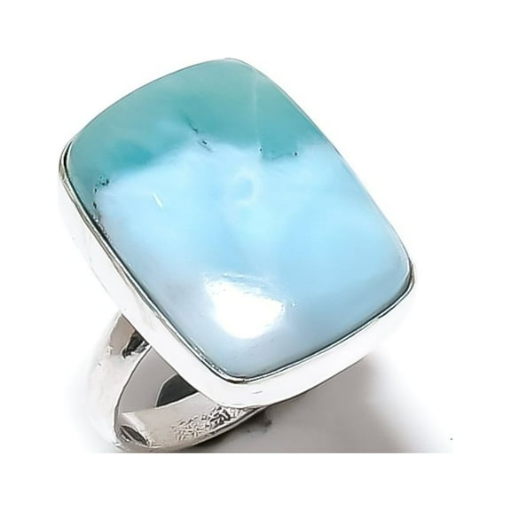 Caribbean Larimar Handmade 925 Sterling Silver Gift Ring Size 11