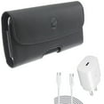 thumbnail image 1 of PD Type-C 25W Fast Home Charger w Leather Case Belt Clip for Samsung Galaxy A73 5G,A13 5G,A03s Phones - 6ft USB-C Cable Quick Power Adapter, Holster Cover Pouch Loops, 1 of 13