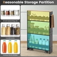 thumbnail image 5 of PetFurnishn Slim Rolling Storage Cart, 4-Tier Rolling Utility Cart, Wood Kitchen Storage Cart with Handle & Wheels, Narrow Rolling Shelving Unit for Kitchen Bathroom Laundry Small Places (Dark), 5 of 9