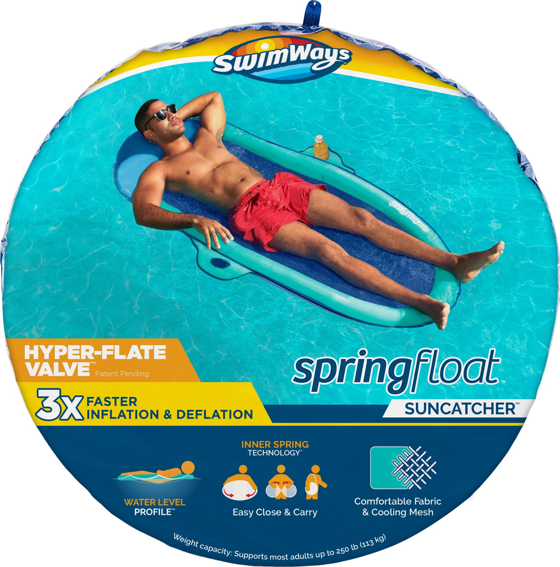 SwimWays Spring Float SunCatcher Inflatable Pool Lounger with Hyper