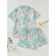 thumbnail image 5 of ATAIKU S-XXL Floral Pajamas Set for Women 2 Piece Lounge Set Short Sleeve Tops and Shorts Button Down Sleepwear, Chest Pocket, 5 of 10