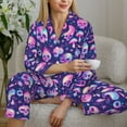 thumbnail image 6 of Daiia Skull rainbow color for Women's Long-Sleeved Pajama Set – Soft & Comfortable Sleepwear Button-Up Pajamas Cozy Lounge Wear-Large, 6 of 7