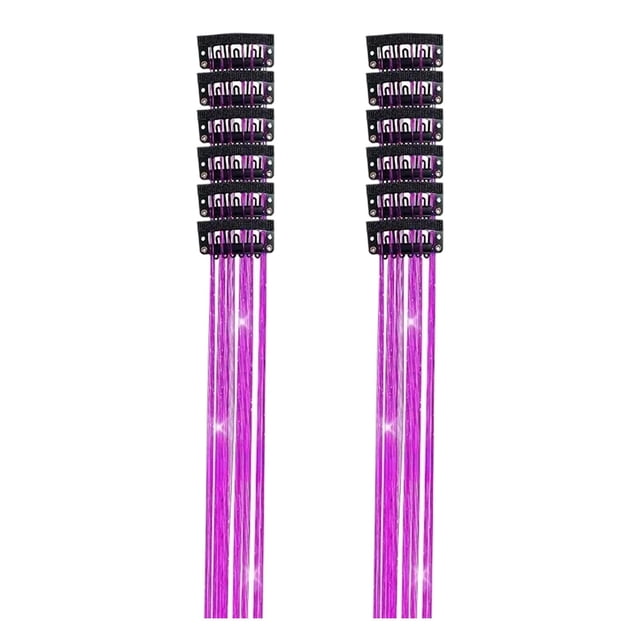 12x Mechas para el cabello con brillo, moda para niñas y mujeres, versátiles, con clip Violeta oscuro