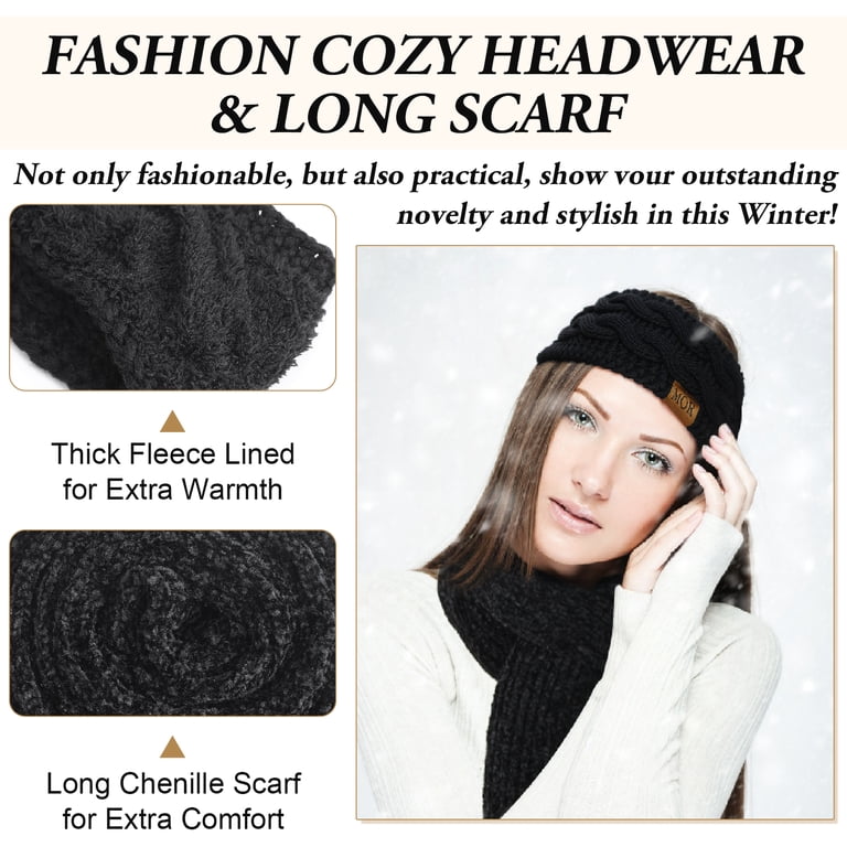 Bocaoying Womens Winter Beanie Hat Scarf Gloves Headband Set  display picture 2