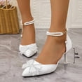 thumbnail image 6 of SCHUHLAND Elegant White Pumps: Pearl Chain Ankle Strap, Bowknot Pointed Toe High Heel Shoes for Wedding & Party, 6 of 11