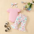 thumbnail image 4 of ZHUASHUM Outfits For Boys Girls Short Sleeve Easter Rabbit Prints Romper Bodysuit Bell Bottoms Pants Outfits Red,9-12 Months, 4 of 7