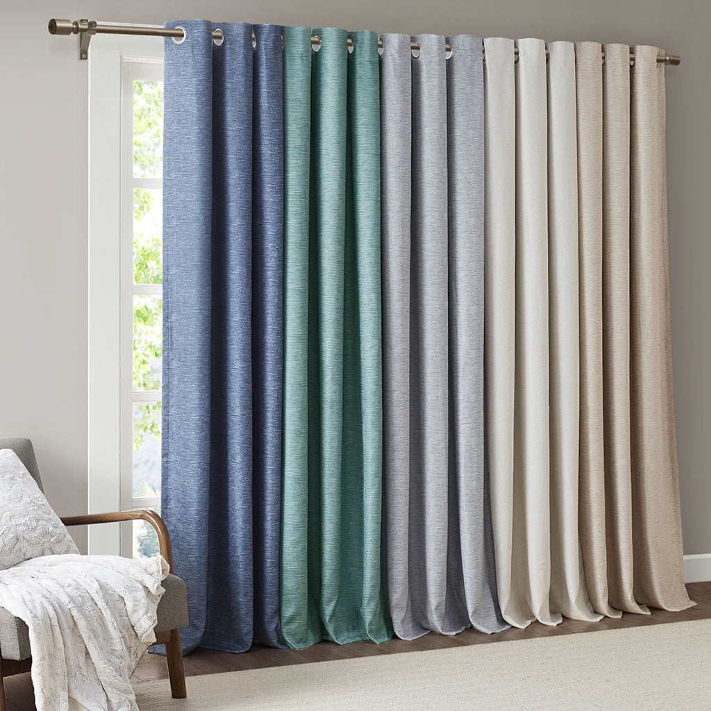 MAYEERTY 2 Pcs Tonal Printed Faux Silk Total Blackout Curtain Pair