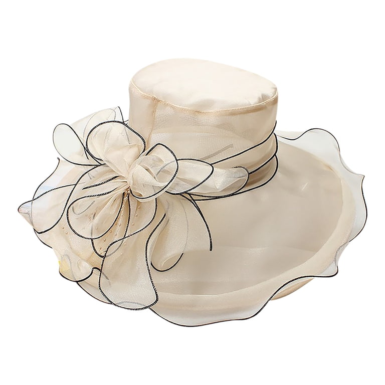 Fascinator Hats For Women, Wide Brim Organza Church Tea Party Hat, Elegant Vintage Fashionable Cap For Wedding, Fascinator, Cocktail Party, Beige, Fascinator Hats For Women, Wide Brim Organza Church Tea Party Hat, Elegant Vintage Fashionable Cap For Wedding, Fascinator, Cocktail Party, Beige,