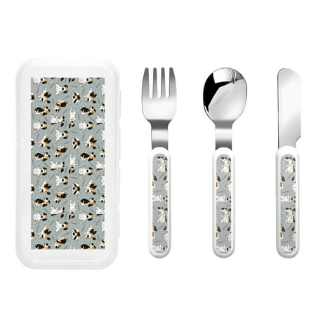

Lukts Funny Beagle Active Dog for Children s Knife Fork and Spoon Three-Piece Set Stainless Steel Children and Toddler Safety Cutlery with Outer Box