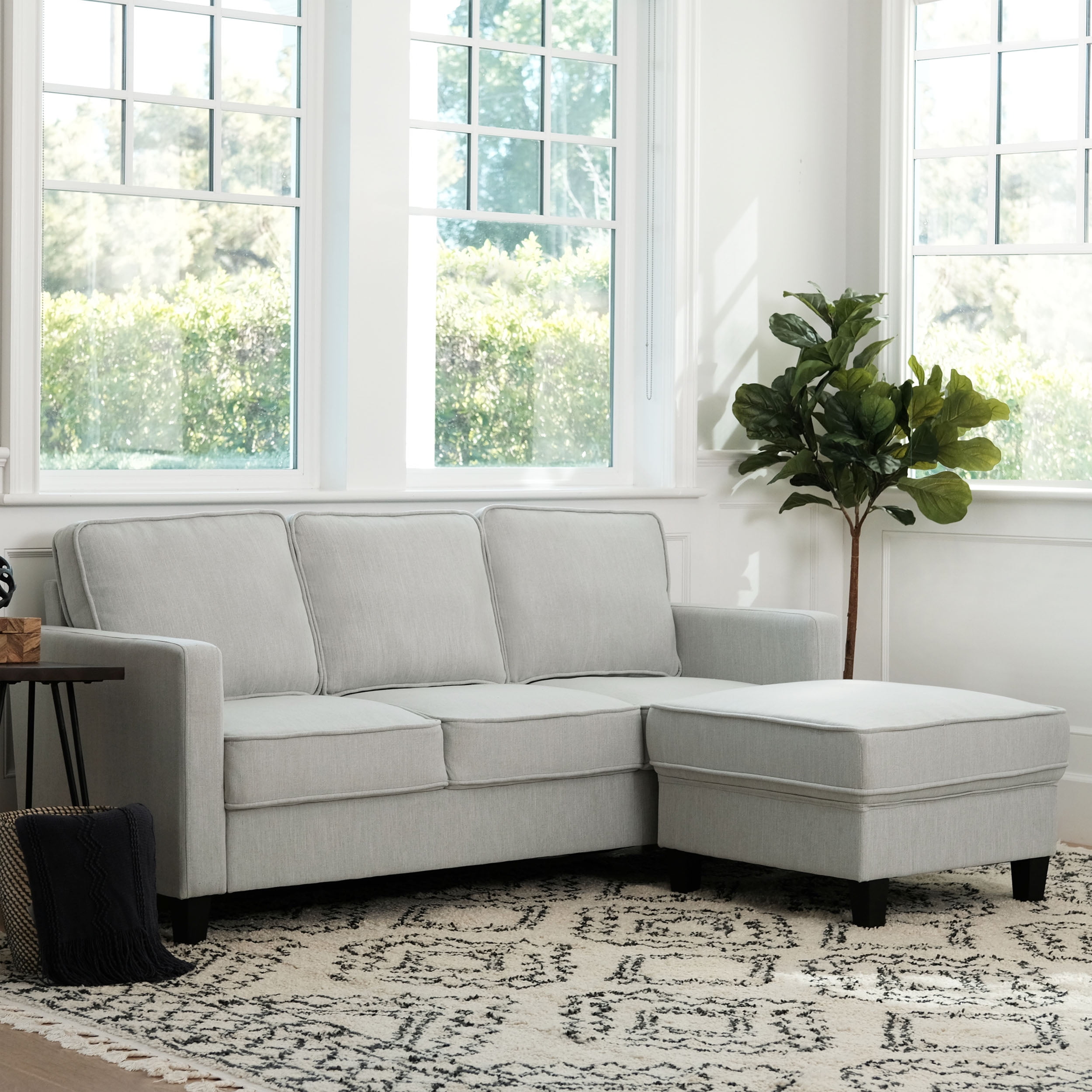 Devon & Claire Malabar Fabric Sofa and Ottoman Set, Gray