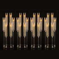 6 Arms Candle Holders Clear Acrylic Romantic Wedding Party Anniversary Taper Candelabras, Set of 4
