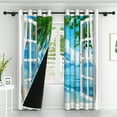 thumbnail image 2 of Tropical Ocean Beach Blackout Curtains, Room Darkening Grommet Curtains, White Window View, 42"x84", 2 Panel, 2 of 6