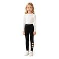 thumbnail image 3 of Tfken Child Soft Comfy Pants School Daily Wear Yoga Leggings For Girls High Waist Pants Stretch Heart Print Kids Breathable Clothes Size 9-10 Years Black, 3 of 5
